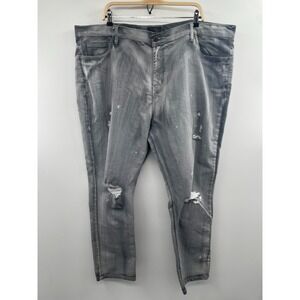 NWOT Steve's Ripped Jeans Men's 50 X 32 Gray Distressed Zip Fly Pockets Classic